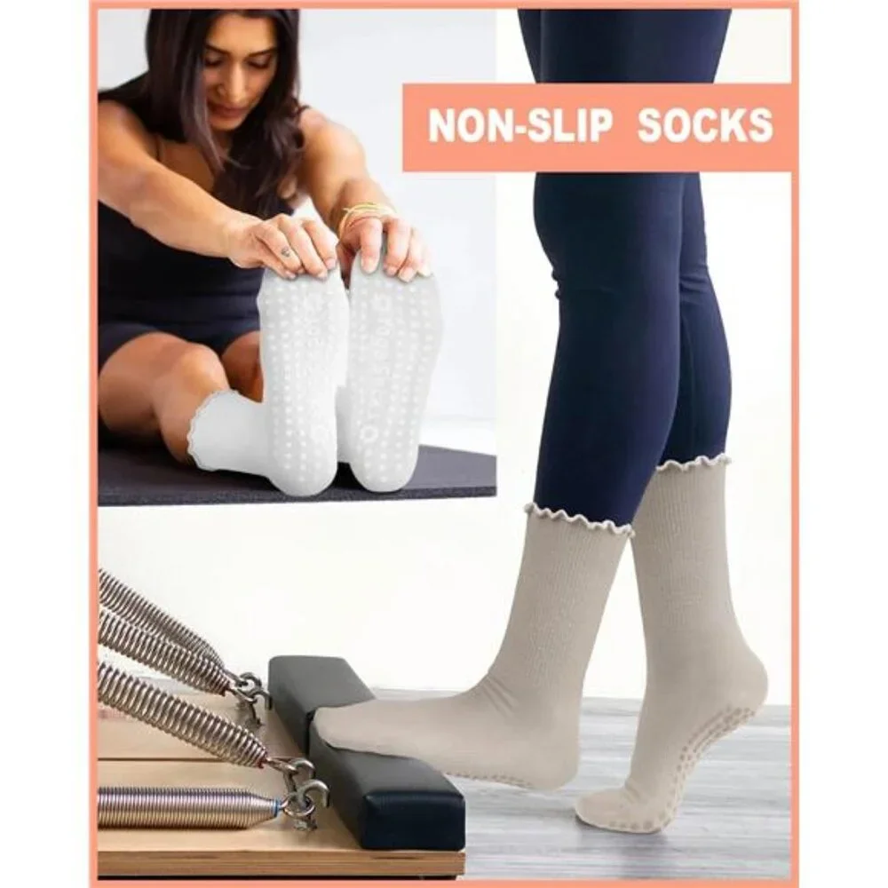 6 Pairs Women's Grip Pilates Socks Non-slip Yoga Athletic Socks, Multicolor